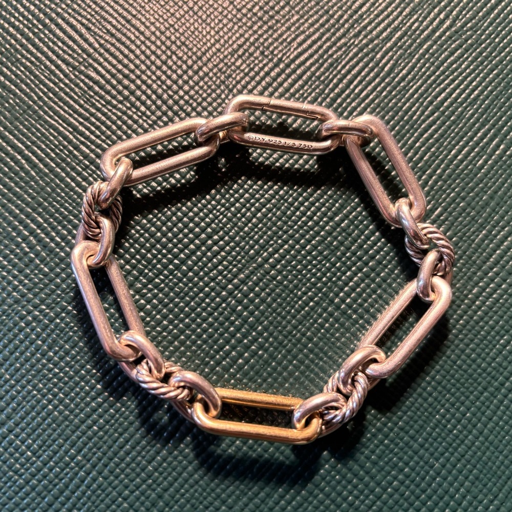 David Yurman Lexington Chain Bracelet, Silver with 18k Yellow Gold
